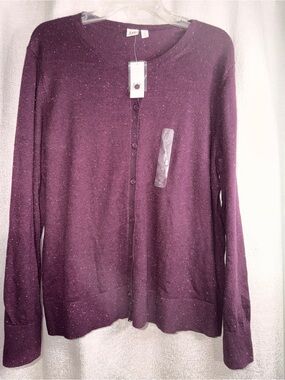 GAP Plum Speckled Button Cardigan